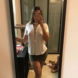 Laced up front blouse